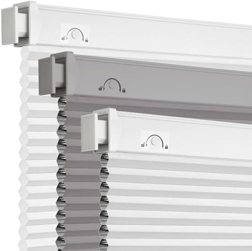 Grandekor No Tools No Drill Cordless Cellular Shades,46" W x 48" H,Blackout Honeycomb Blinds for Indoor Windows,UV Protection Privacy No Drill Blinds for Home,Door,White