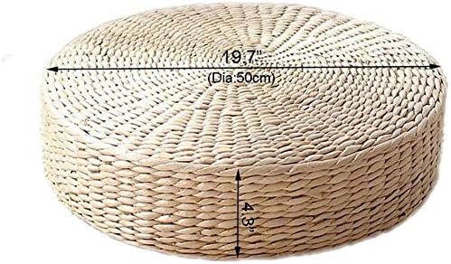 HUAWELL 2 Pack Tatami Floor Pillow Sitting Cushion Bigger Size,Round Padded Room Floor Straw Mat for Outdoor Seat (Dia: 19.7)