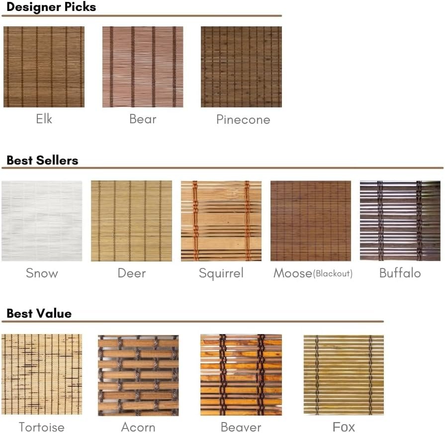 CHICOLOGY Bamboo Blinds , Shades Roman for Windows Window Home Patio & Shade 27"W X 64"H, Squirrel