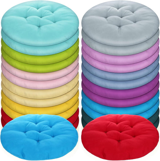 Tinideya 24 Pcs Round Floor Cushions Floor Pillows Meditation Seat Pillows Flexible Seating for Adults Kids, Chair Cushions for Classroom, Nursery, Living Room, Yoga(Medium 15.7 Inch,Multi Color)