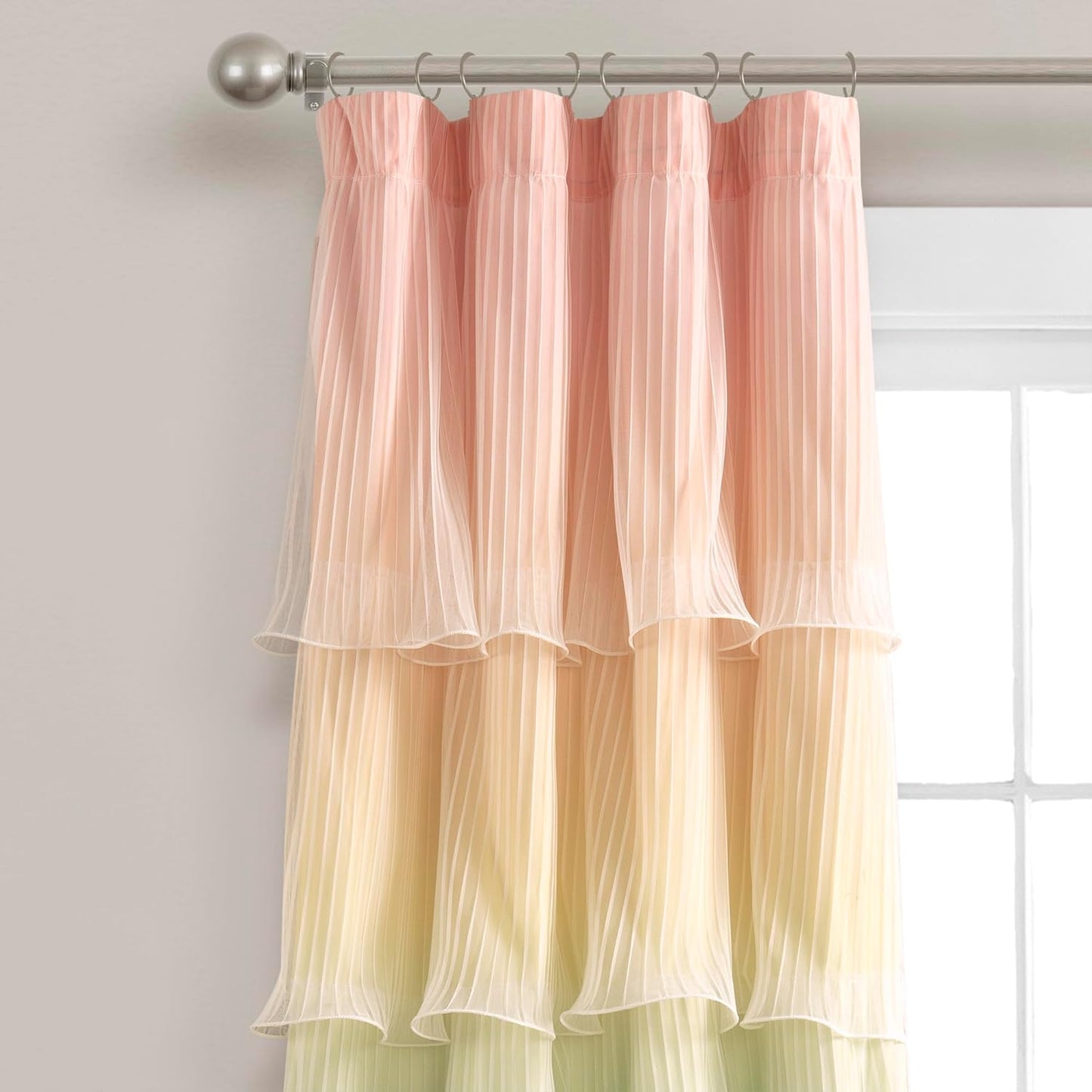 Lush Decor Rainbow Ombre Nerina Window Curtain Panel Pair, 36" W x 84" L, Rainbow