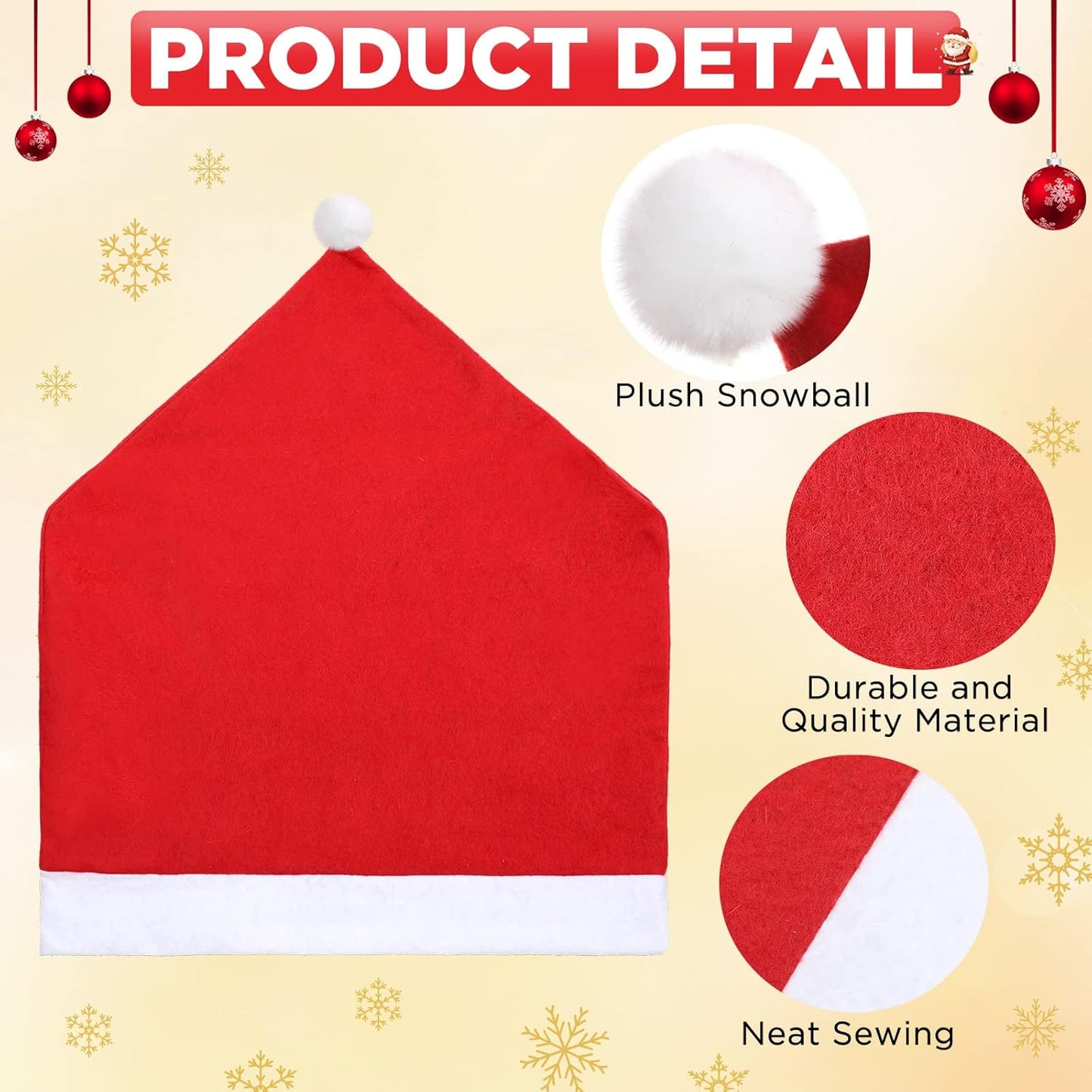 Chumia 30 Pcs Christmas Chair Covers Santa Claus Hat Dining Slipcovers Xmas Red Chair Back Cover Non Woven Slipcovers Protective Covers Party Dining Room Holiday Banquet Home Decoration
