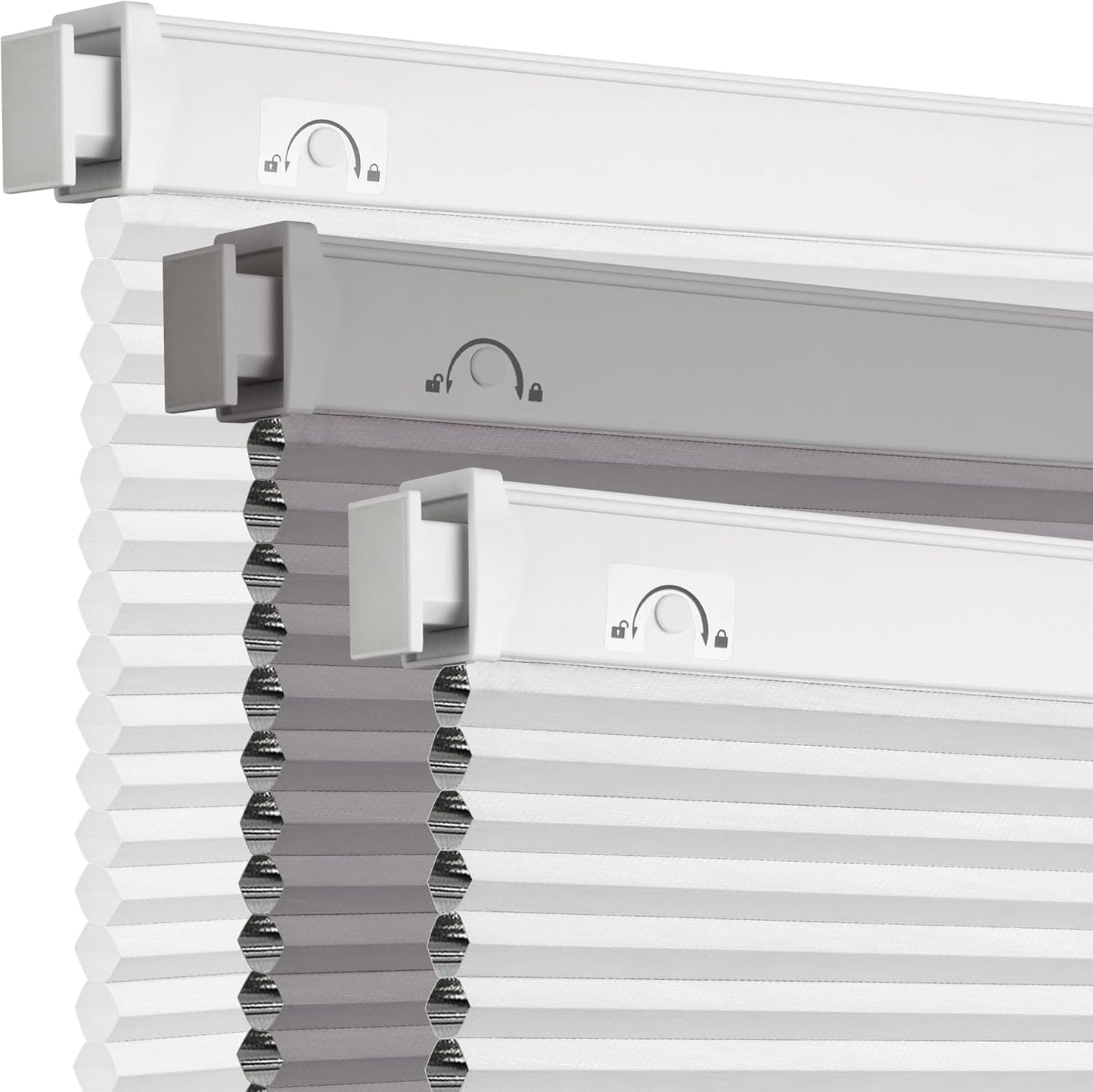 Grandekor No Tools No Drill Cordless Cellular Shades,46" W x 48" H,Blackout Honeycomb Blinds for Indoor Windows,UV Protection Privacy No Drill Blinds for Home,Door,White