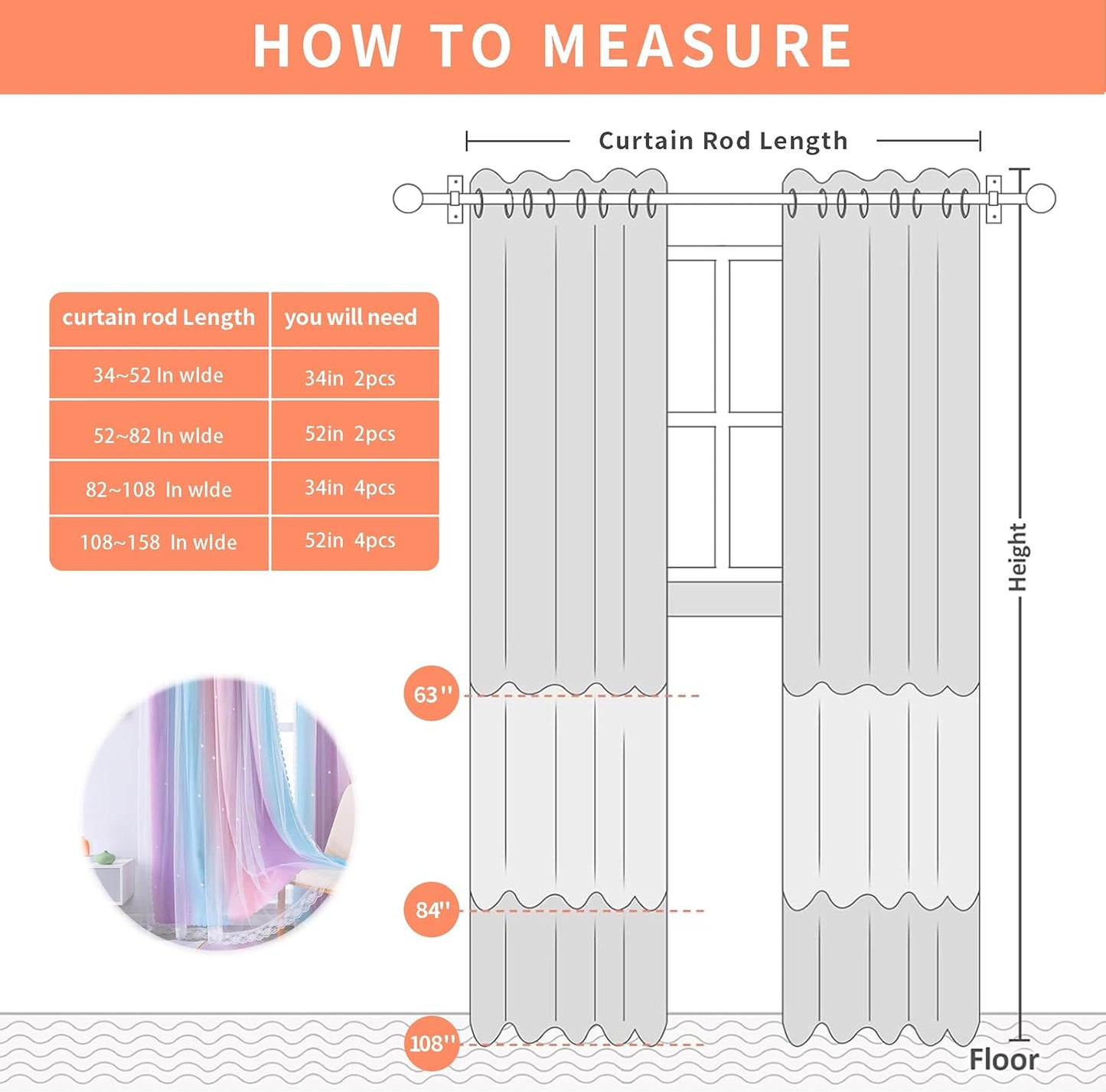 XiDi Pink and Purple Curtains 84 Inches Long for Girls Bedroom 2 Panels Blackout Rainbow Nursery Curtains for Kids Room Unicorn Princess Theme Home Decor Living Room Pink/Purple W52 X L84