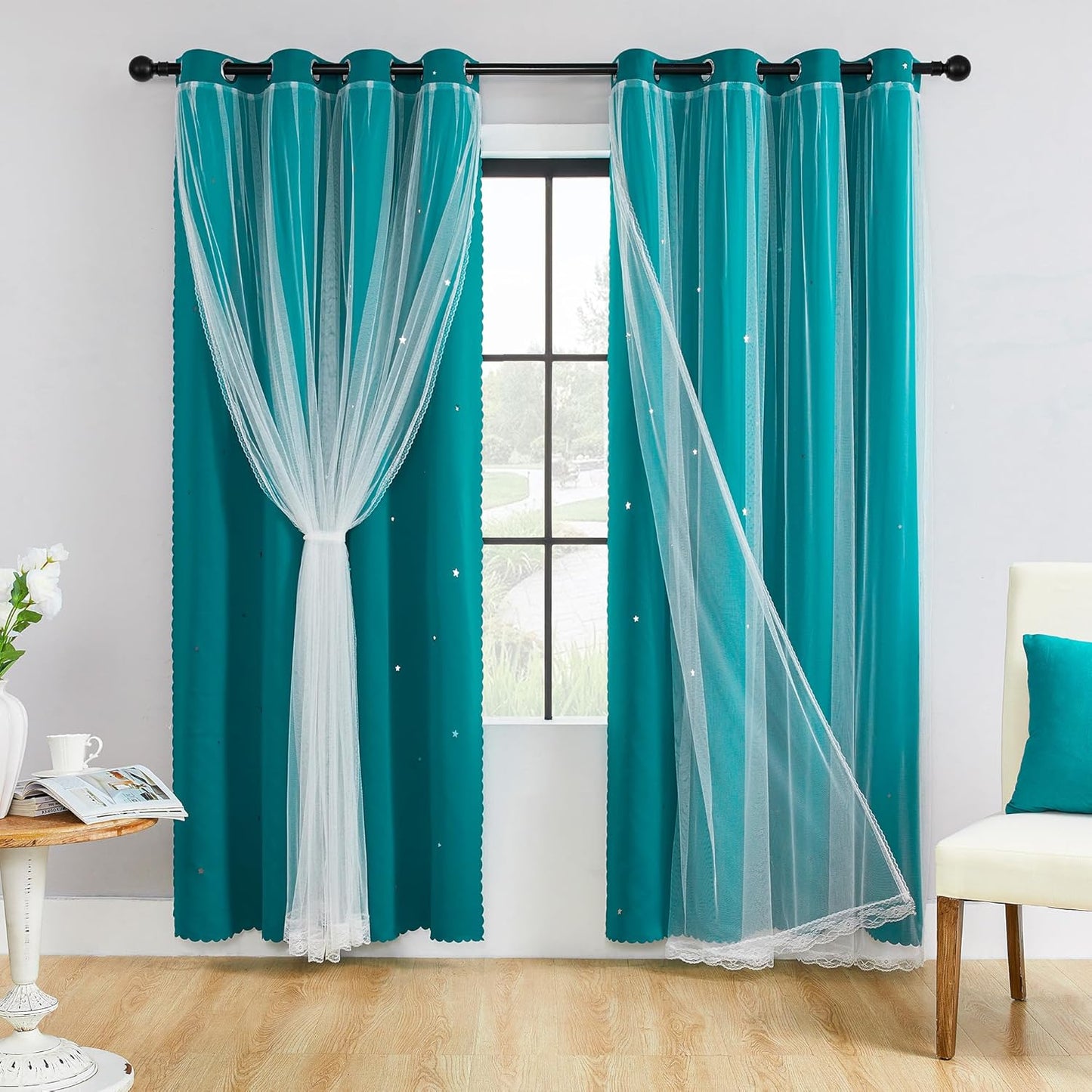 XiDi Pink and Purple Curtains 84 Inches Long for Girls Bedroom 2 Panels Blackout Rainbow Nursery Curtains for Kids Room Unicorn Princess Theme Home Decor Living Room Pink/Purple W52 X L84