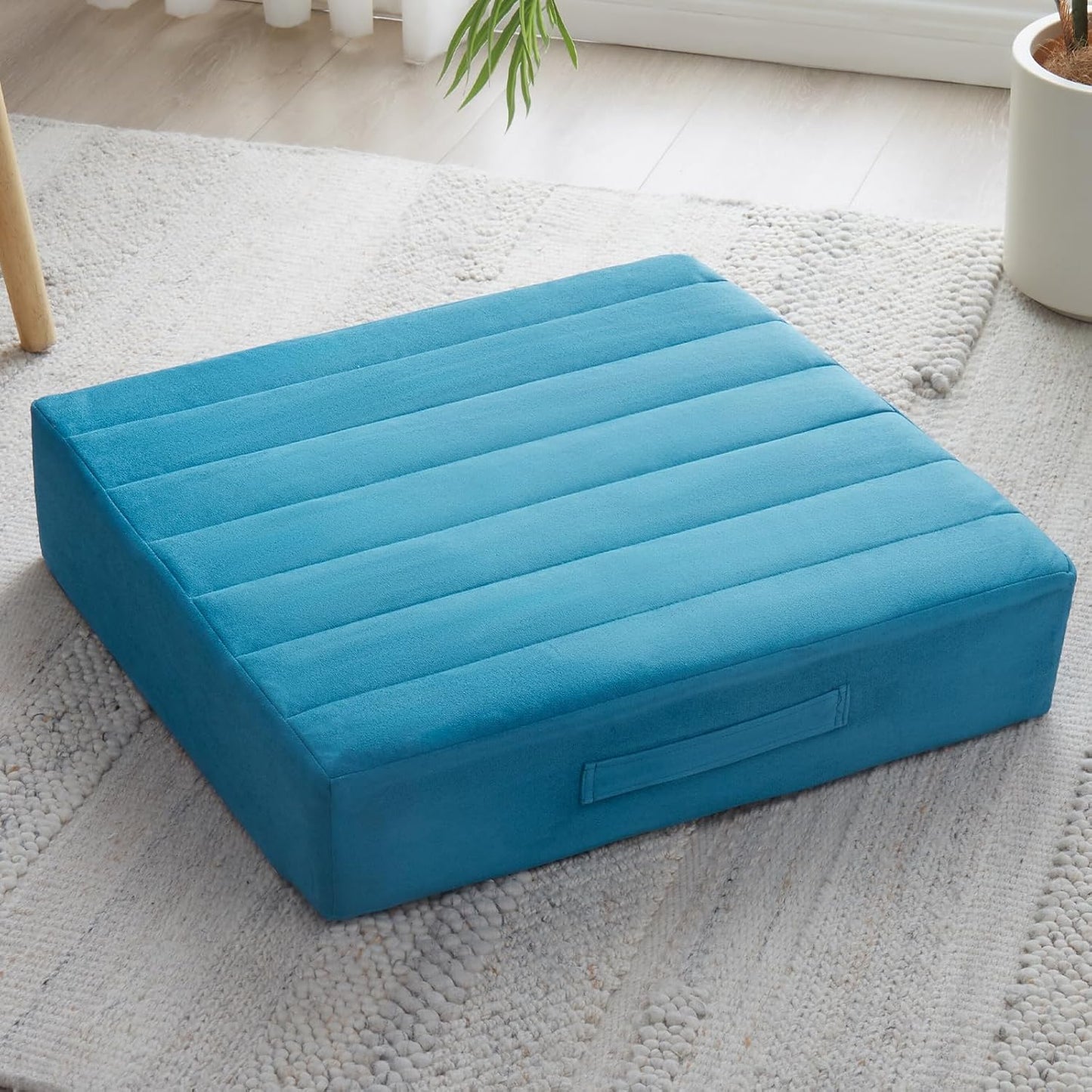 2 Pcs High Density Foam Floor Pillow - Upgraded Large Pillows Seating for Adults - Outdoor Floor Cushion with Soft Tufted Cover - Yoga Pillows for Sitting On Floor - 22 Inch Coffee