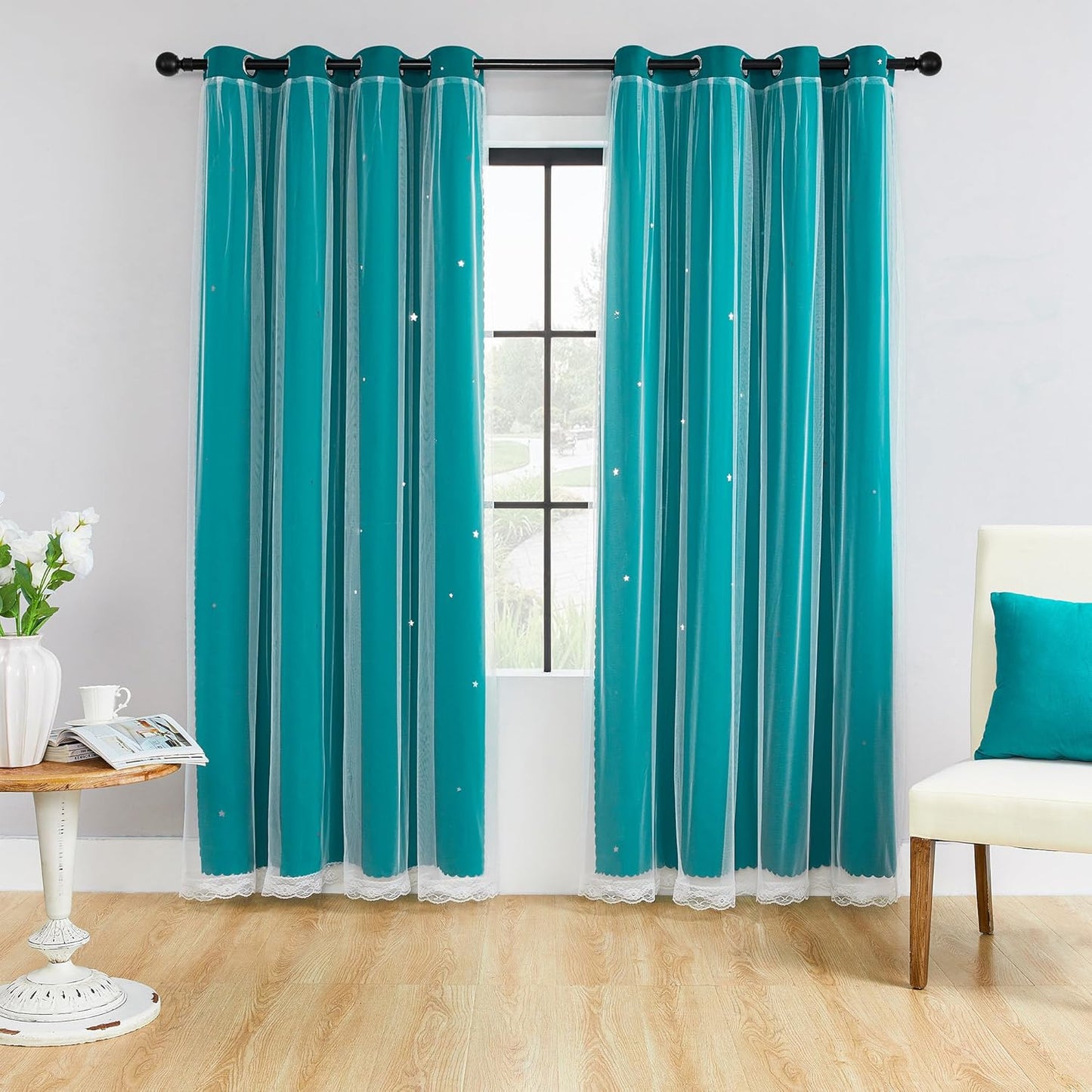 XiDi Pink and Purple Curtains 84 Inches Long for Girls Bedroom 2 Panels Blackout Rainbow Nursery Curtains for Kids Room Unicorn Princess Theme Home Decor Living Room Pink/Purple W52 X L84