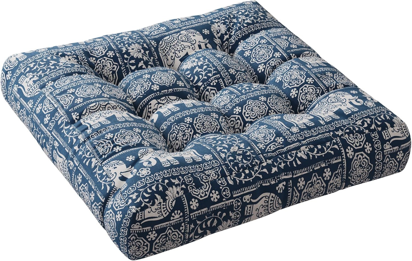 Codi Floor Cushions Seating for Adults and Kids Set of 2, Square Large Boho Pillows for Yoga Living Room Tatami Sitting Home Decor, Memory Foam Added, 22x22 Inch Multi Patchwork