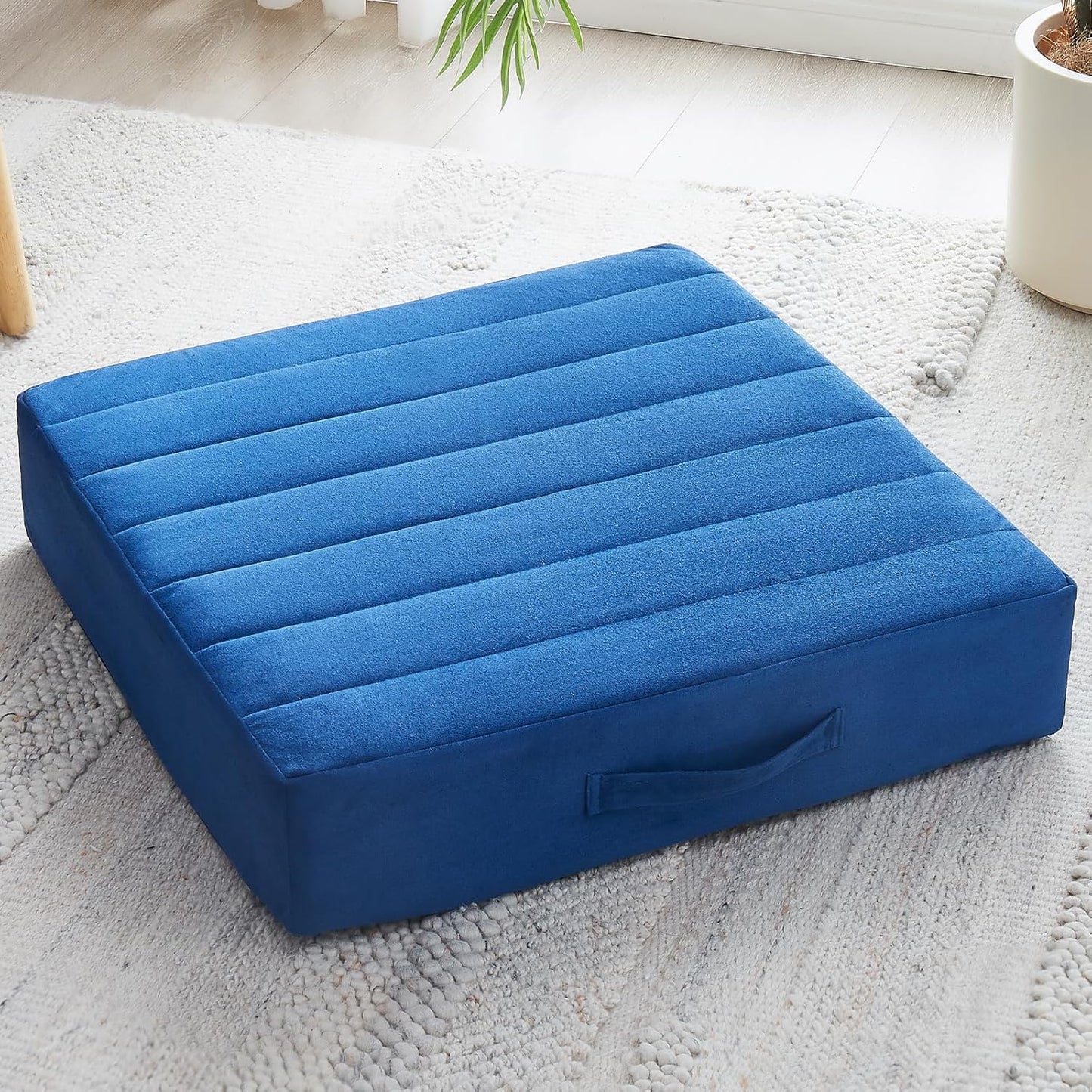 2 Pcs High Density Foam Floor Pillow - Upgraded Large Pillows Seating for Adults - Outdoor Floor Cushion with Soft Tufted Cover - Yoga Pillows for Sitting On Floor - 22 Inch Coffee