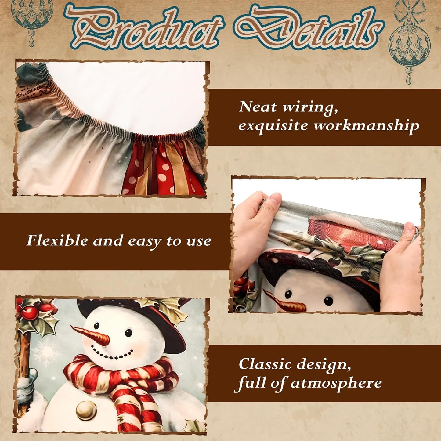 6 Pcs Christmas Dining Chair Covers Removable Washable Stretch Christmas Chair Covers with Santa Claus Elk Snowman Chair Protector Slipcovers for Xmas Kitchen Holiday Party Home Decor