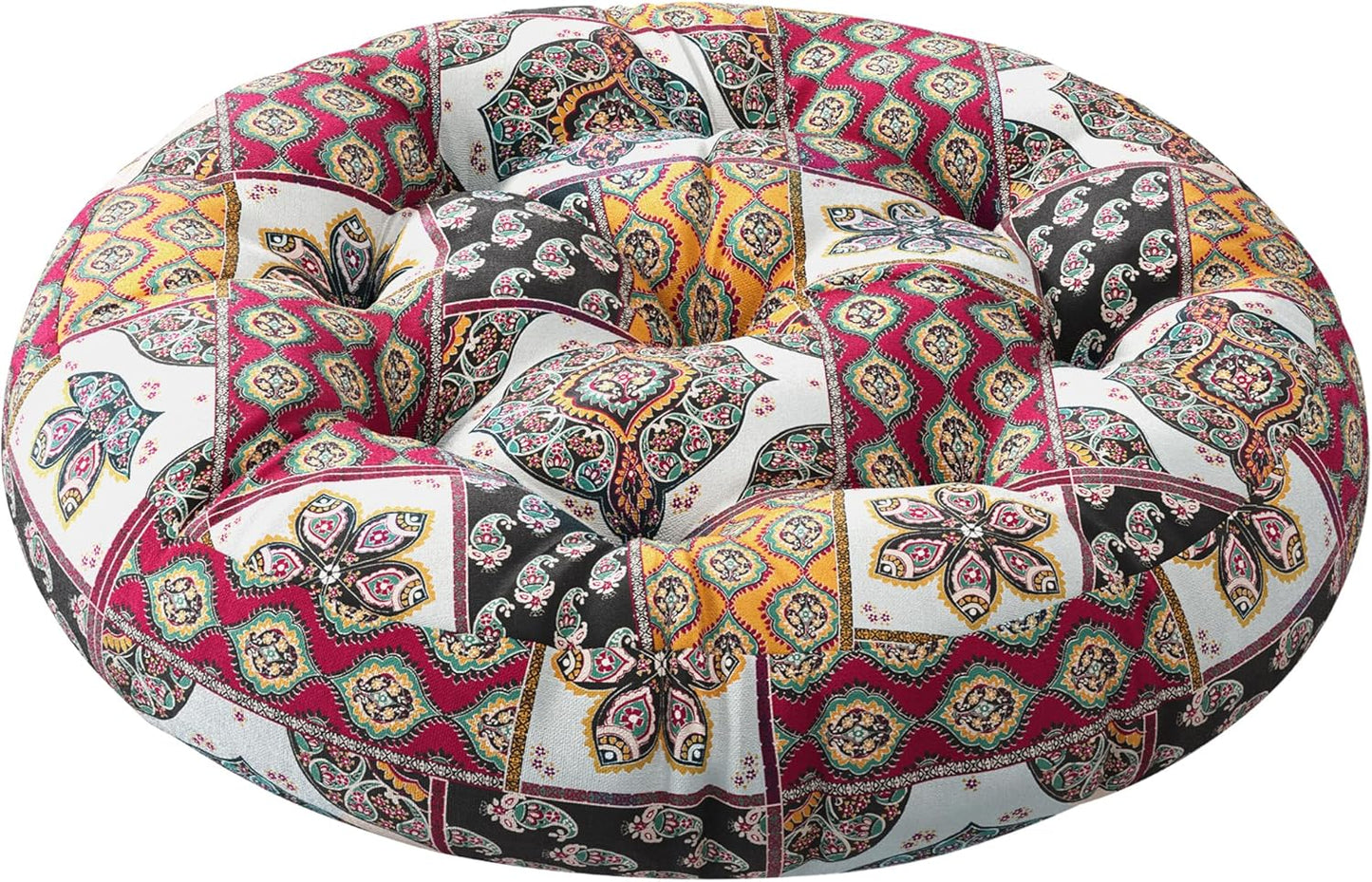 Codi Floor Cushions Seating for Adults and Kids Set of 2, Square Large Boho Pillows for Yoga Living Room Tatami Sitting Home Decor, Memory Foam Added, 22x22 Inch Multi Patchwork