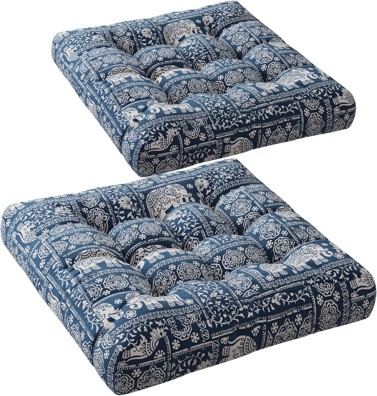 Codi Floor Cushions Seating for Adults and Kids Set of 2, Square Large Boho Pillows for Yoga Living Room Tatami Sitting Home Decor, Memory Foam Added, 22x22 Inch Multi Patchwork