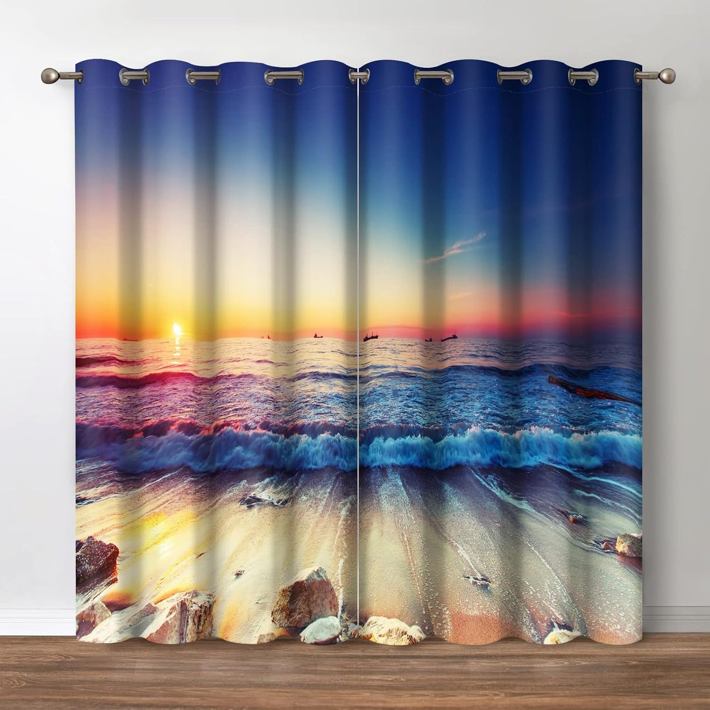 Jekeno Rainbow Polka Dots Blackout Curtains Fantasy Art Colorful Printed Decor Bedroom Apartment Living Room Darkening Grommet Window Drapes 2 Panels Set, 52"x 84"