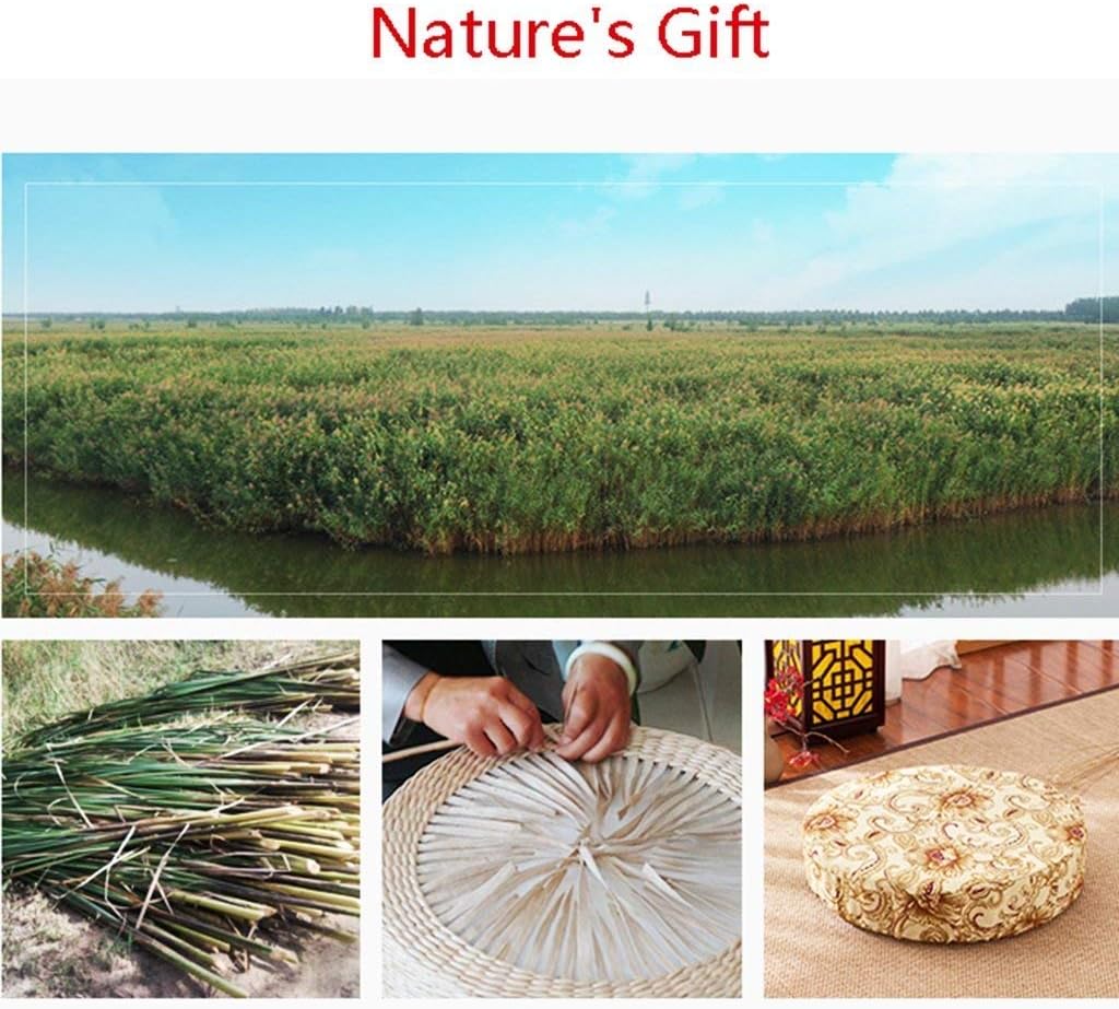 HUAWELL 2 Pack Tatami Floor Pillow Sitting Cushion Bigger Size,Round Padded Room Floor Straw Mat for Outdoor Seat (Dia: 19.7)