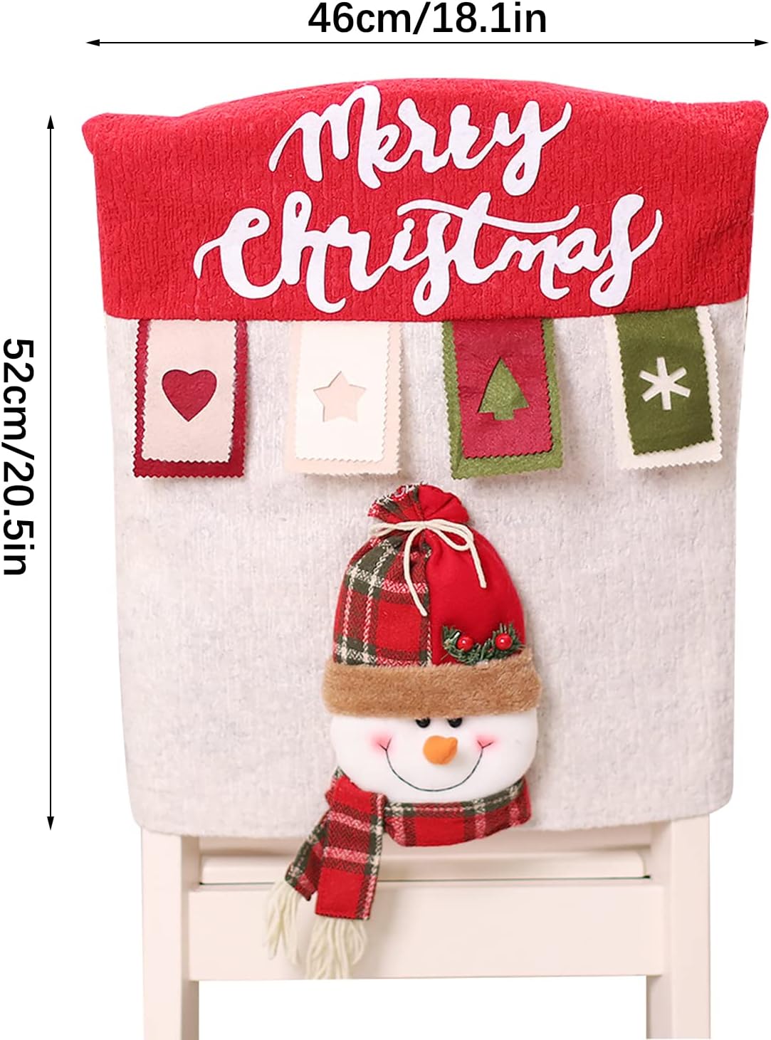 Christmas Chair Back Covers Set of 6, 3D Cute Santa Claus Snowman Reindeer Xmas Dinner Chair Covers, Christmas Chair Slipcovers for Dining Room Holiday Party Decor