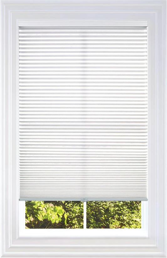 BlindsAvenue Cellular Honeycomb Cordless Shade, 9/16" Single Cell, Light Filtering, White, Size: 31" W x 72" H