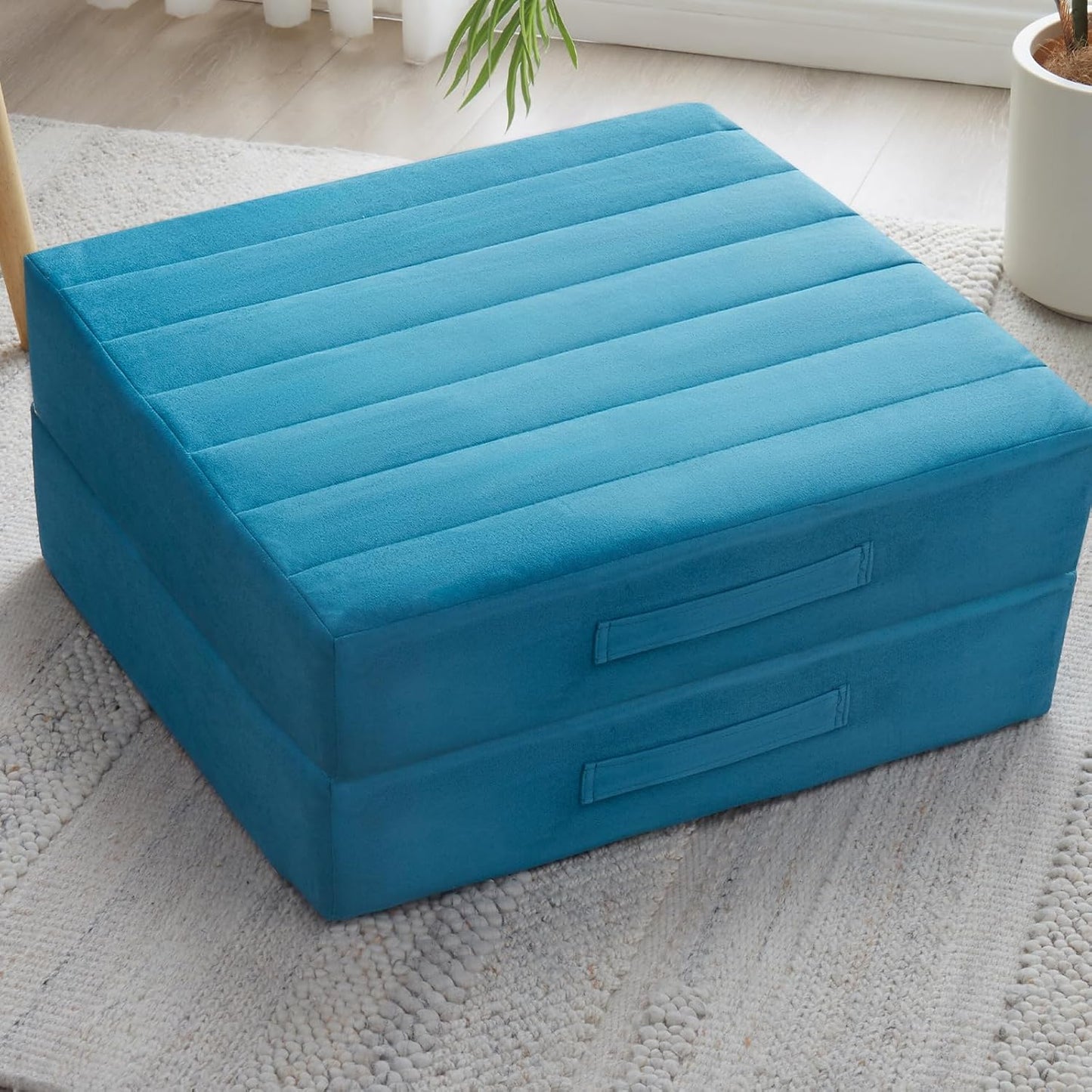 2 Pcs High Density Foam Floor Pillow - Upgraded Large Pillows Seating for Adults - Outdoor Floor Cushion with Soft Tufted Cover - Yoga Pillows for Sitting On Floor - 22 Inch Coffee