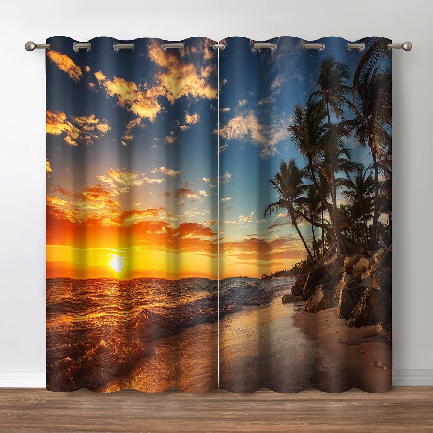 Jekeno Rainbow Polka Dots Blackout Curtains Fantasy Art Colorful Printed Decor Bedroom Apartment Living Room Darkening Grommet Window Drapes 2 Panels Set, 52"x 84"