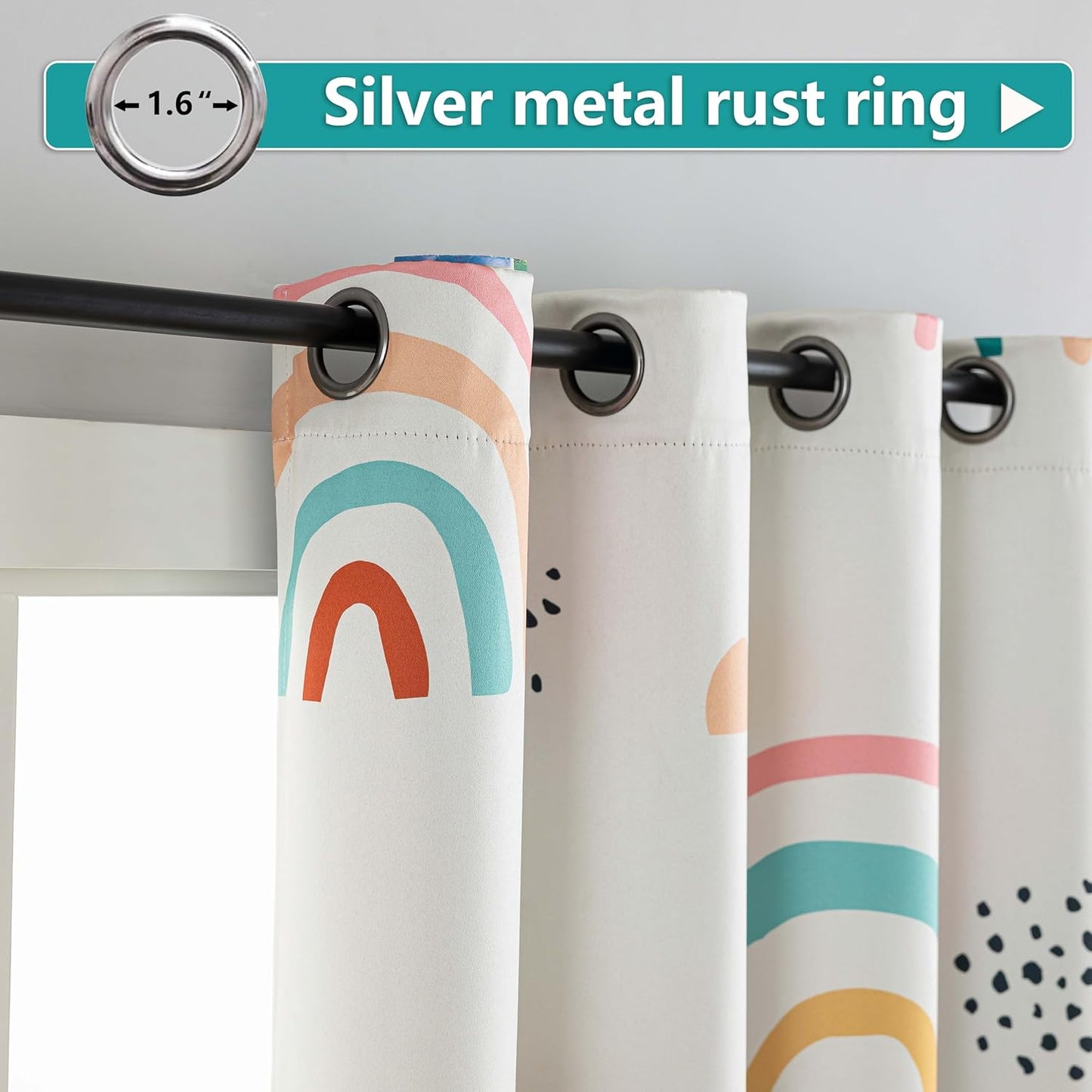 chiinvent Blackout Rainbow Curtains for Kids Cute Rainbow Room Darkening Window Curtains Decorative Cartoon Black Out Curtain for Girls Bedroom Nursery, C1, 52" x 84", 2 Panels (90% Blackout)