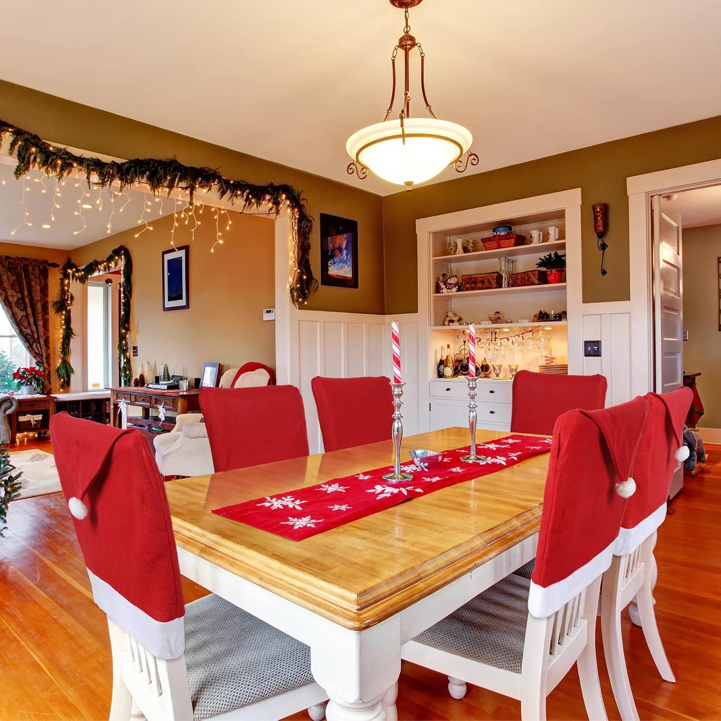 Chumia 30 Pcs Christmas Chair Covers Santa Claus Hat Dining Slipcovers Xmas Red Chair Back Cover Non Woven Slipcovers Protective Covers Party Dining Room Holiday Banquet Home Decoration