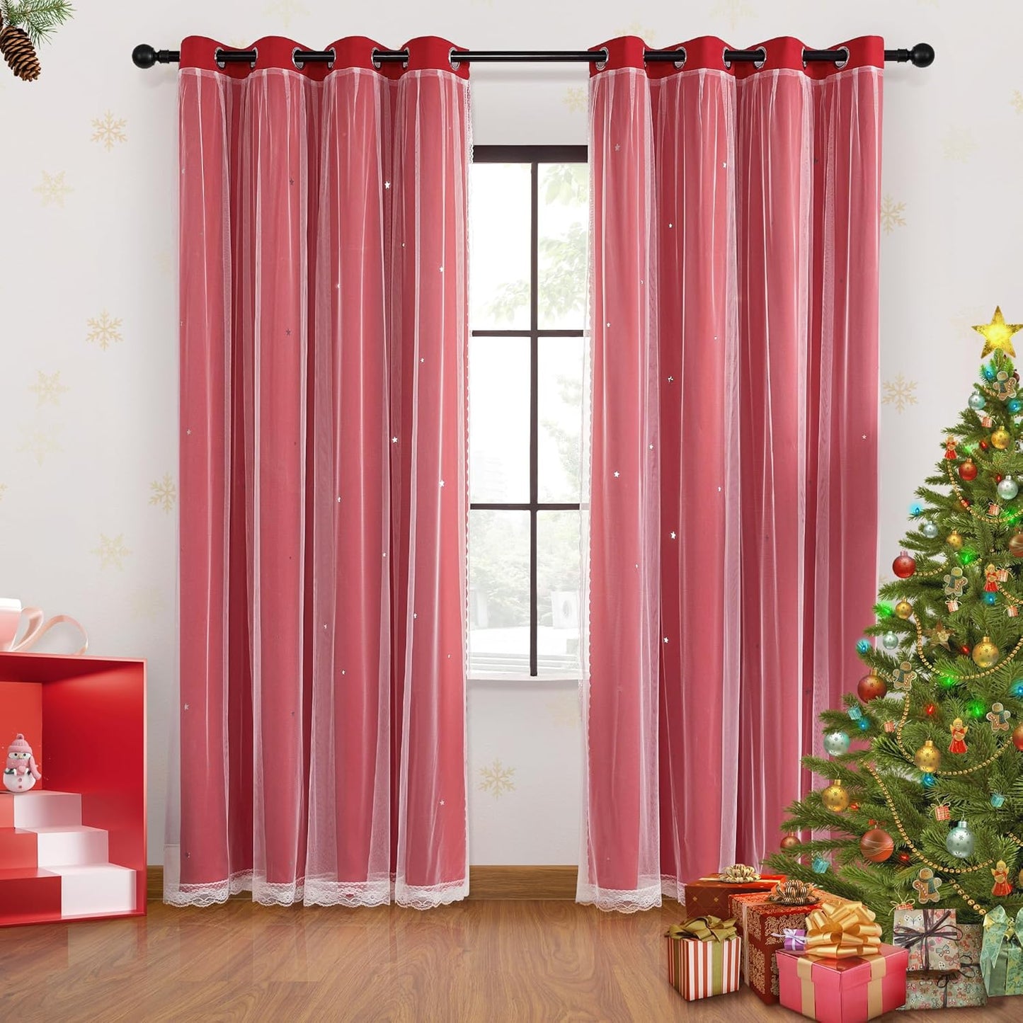XiDi Pink and Purple Curtains 84 Inches Long for Girls Bedroom 2 Panels Blackout Rainbow Nursery Curtains for Kids Room Unicorn Princess Theme Home Decor Living Room Pink/Purple W52 X L84