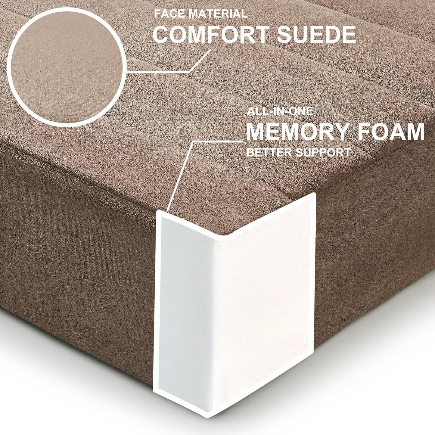 2 Pcs High Density Foam Floor Pillow - Upgraded Large Pillows Seating for Adults - Outdoor Floor Cushion with Soft Tufted Cover - Yoga Pillows for Sitting On Floor - 22 Inch Coffee